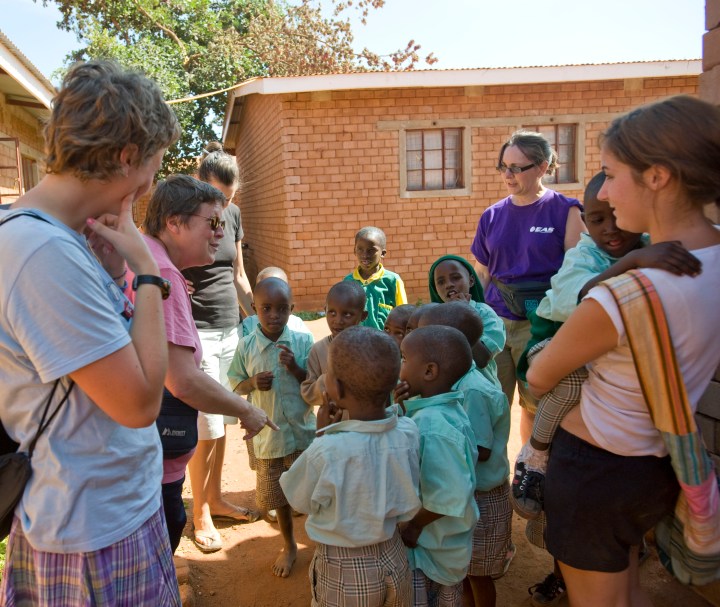 Gathering with the children at Nyumbani Village