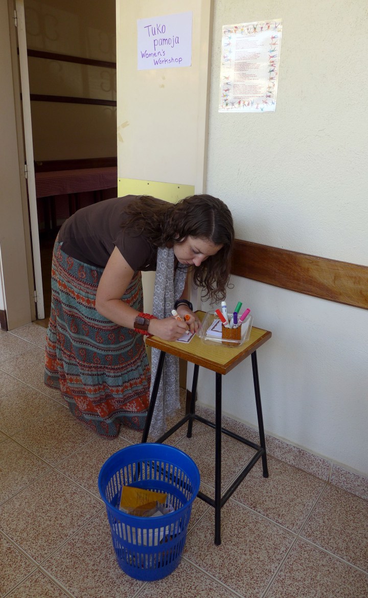Jen setting up the name tags  