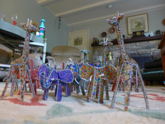 The herd of beaded animals in our inventory