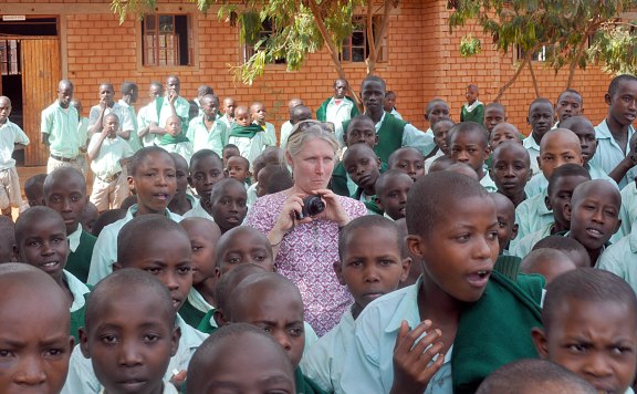 Karen--one mzungu in a sea of Nyumbani children