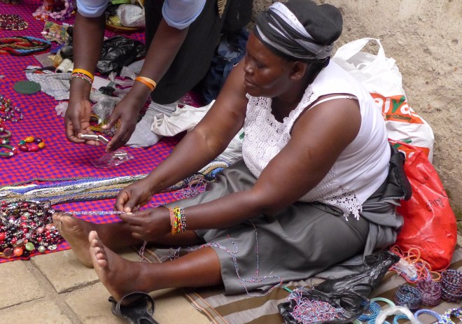 Beading with hands and feet